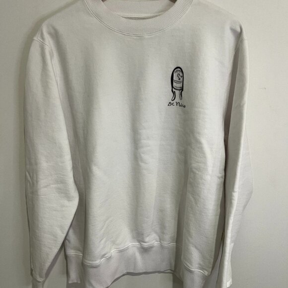 AIME LEON DORE White Robert De Niro Art Sweater Sweatshirt sz LARGE L - Picture 2 of 7